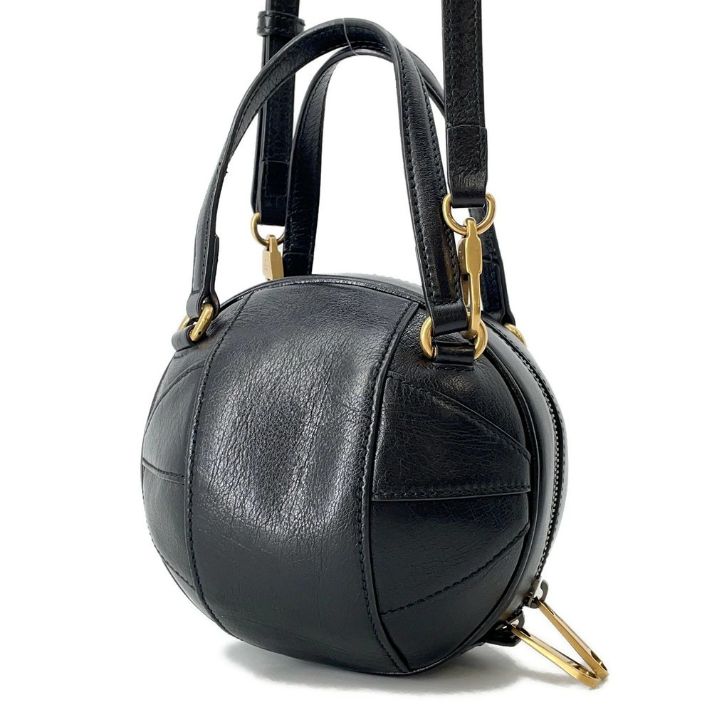 Gucci handbag basketball shoulder logo GG black leather bag